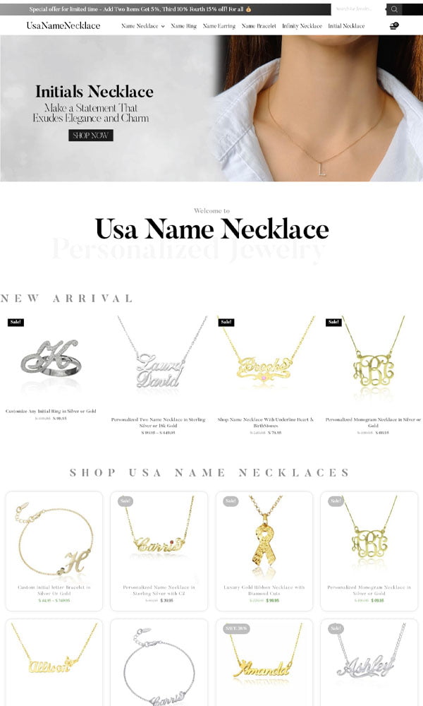 USA Name necklace תיק עבודות בניית אתרים באנגלית הייסייט